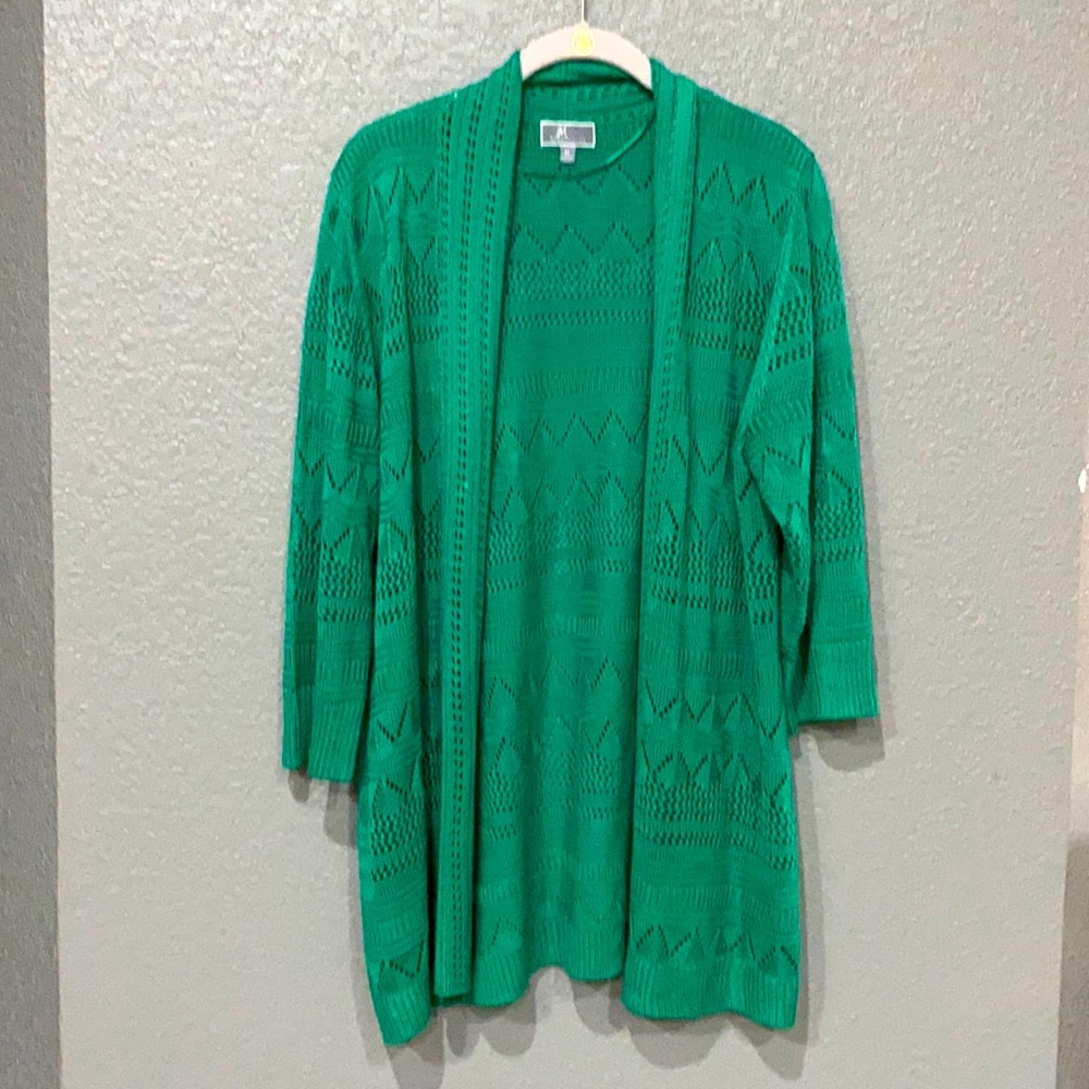 JM Collection Open-Front crochet cardigan Size XL - Picture 2 of 5